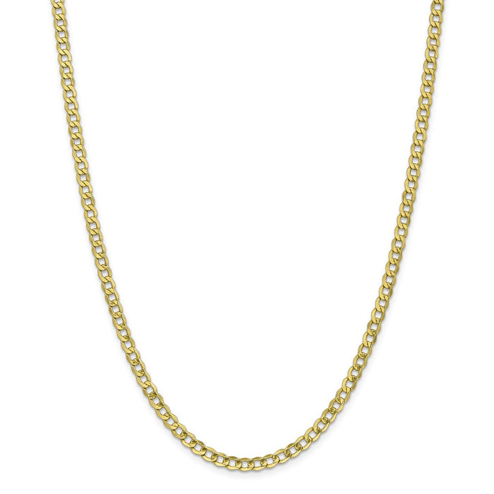 Million Charms 10k Yellow Gold, Necklace Chain, 4.3mm Semi-Solid Curb Link Chain, Chain Length: 18 inches