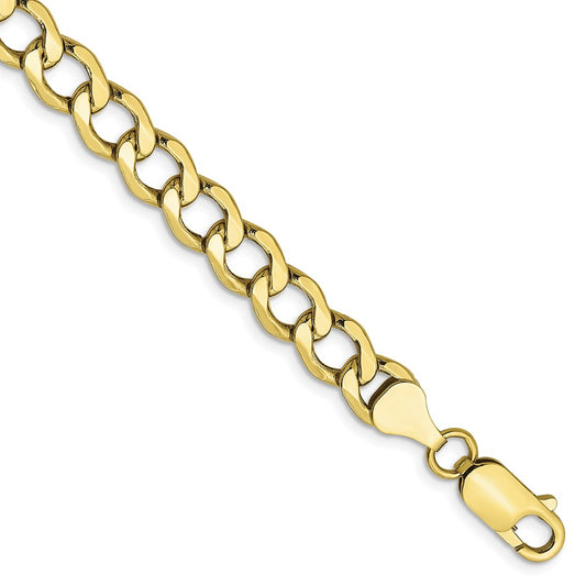 Million Charms 10k Yellow Gold 6.5mm Semi-Solid Curb Link Chain, Chain Length: 8 inches