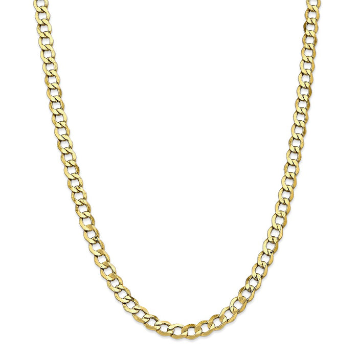 Million Charms 10k Yellow Gold, Necklace Chain, 6.5mm Semi-Solid Curb Link Chain, Chain Length: 24 inches