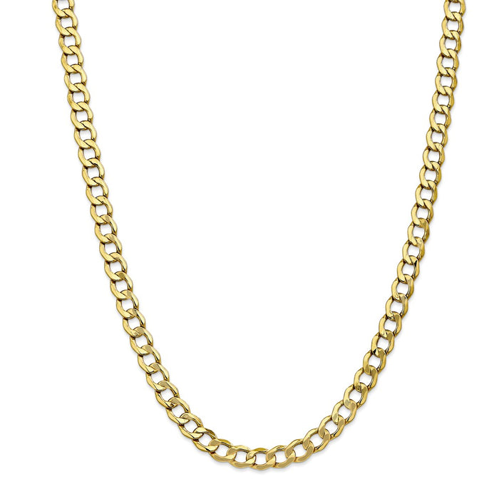Million Charms 10k Yellow Gold, Necklace Chain, 7.0mm Semi-Solid Curb Link Chain, Chain Length: 20 inches
