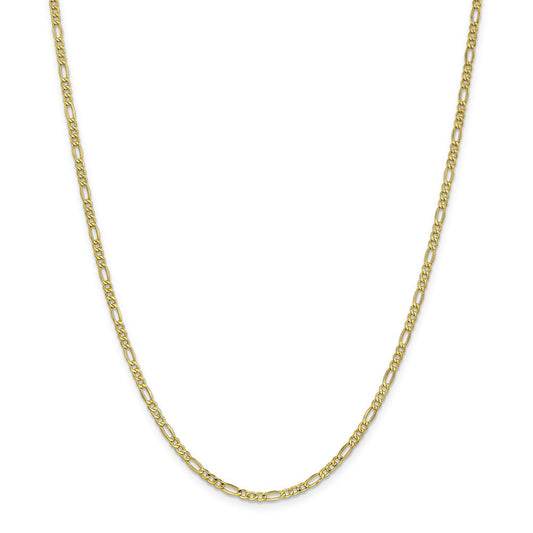 Million Charms 10k Yellow Gold, Necklace Chain, 2.5mm Semi-Solid Figaro Chain, Chain Length: 16 inches