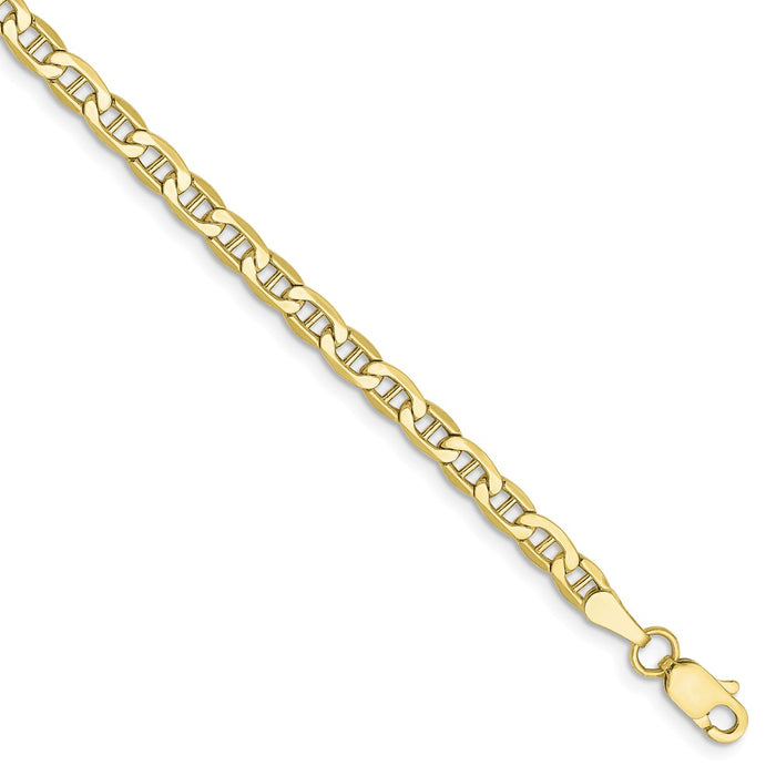Million Charms 10k Yellow Gold 3.20mm Semi-Solid Anchor Chain, Chain Length: 7 inches