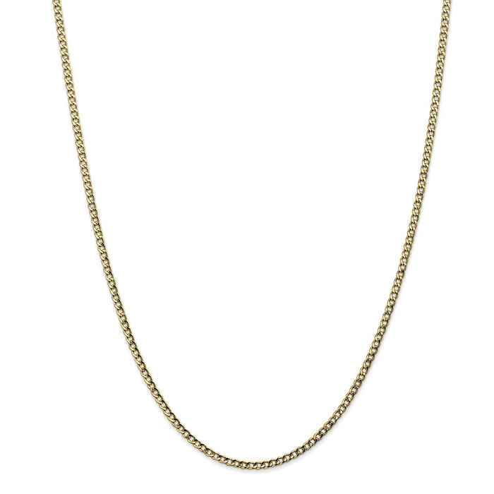 Million Charms 10k Yellow Gold, Necklace Chain, 2.5mm Semi-Solid Curb Link Chain, Chain Length: 24 inches