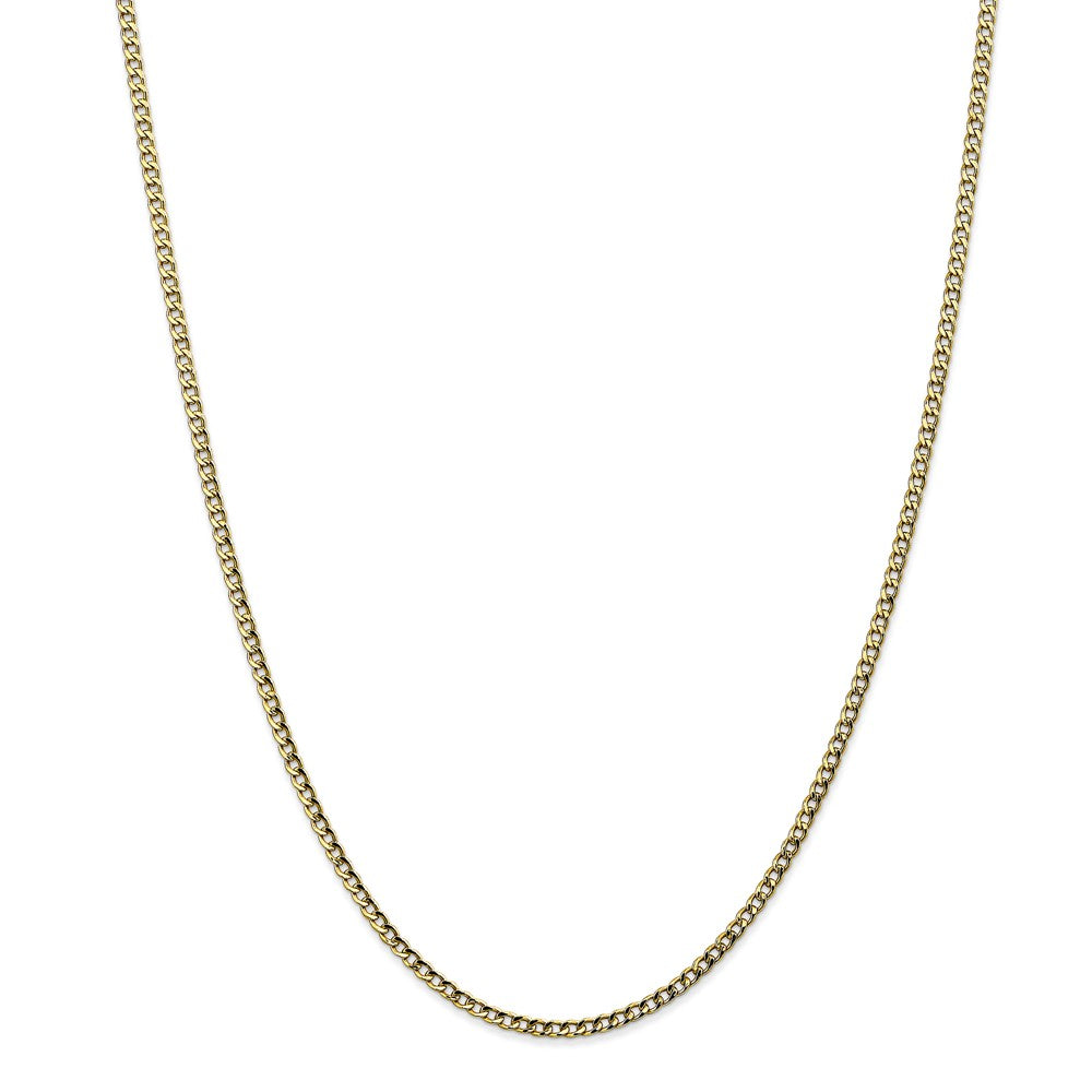 Million Charms 10k Yellow Gold 2.5mm Semi-Solid Curb Link Chain, Chain Length: 10 inches