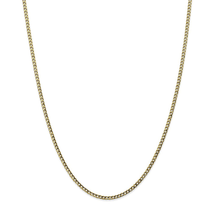 Million Charms 10k Yellow Gold 2.5mm Semi-Solid Curb Link Chain, Chain Length: 10 inches