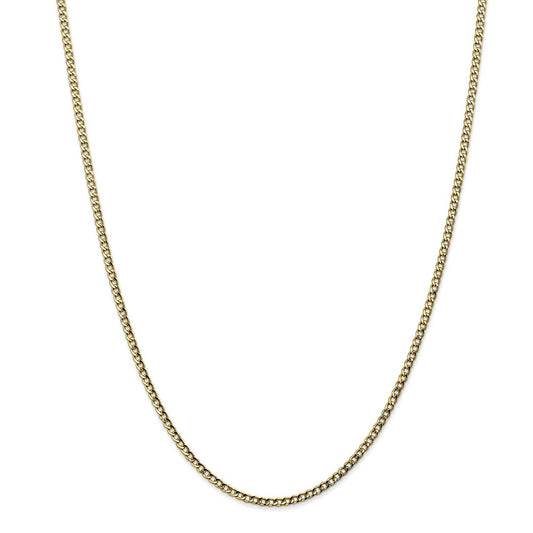 Million Charms 10k Yellow Gold, Necklace Chain, 2.5mm Semi-Solid Curb Link Chain, Chain Length: 16 inches