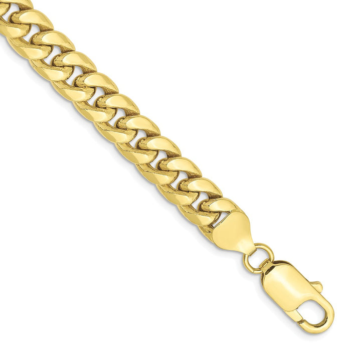 Million Charms 10k Yellow Gold 7.3mm Semi-Solid Miami Cuban Chain, Chain Length: 7 inches