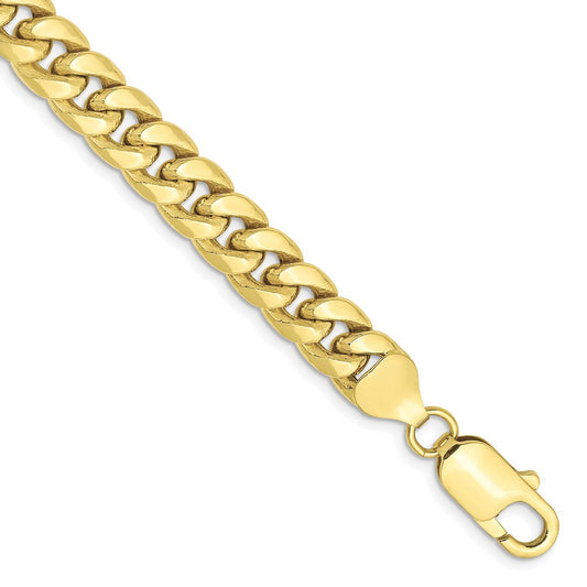 Million Charms 10k Yellow Gold 7.3mm Semi-Solid Miami Cuban Chain, Chain Length: 8 inches