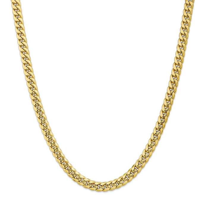 Million Charms 10k Yellow Gold, Necklace Chain, 7.3mm Semi-Solid Miami Cuban Chain, Chain Length: 20 inches