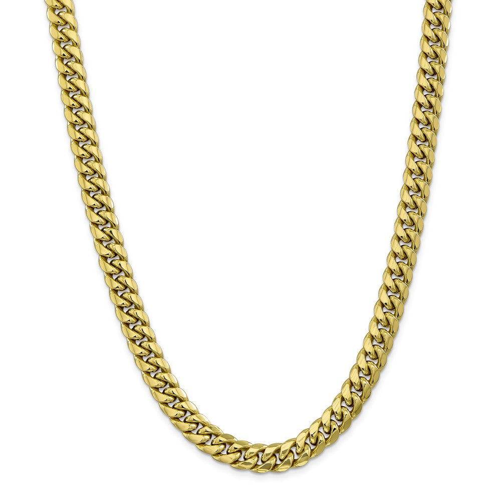 Million Charms 10k Yellow Gold, Necklace Chain, 9.3mm Semi-Solid Miami Cuban Chain, Chain Length: 22 inches