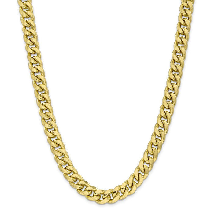 Million Charms 10k Yellow Gold, Necklace Chain, 11mm Semi-Solid Miami Cuban Chain, Chain Length: 24 inches