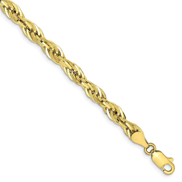 Million Charms 10k Yellow Gold 4.75mm Semi-Solid Rope Chain, Chain Length: 8 inches