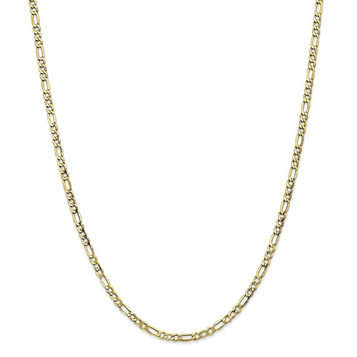 Million Charms 10k Yellow Gold, Necklace Chain, 3.5mm Semi-Solid Figaro Chain, Chain Length: 22 inches