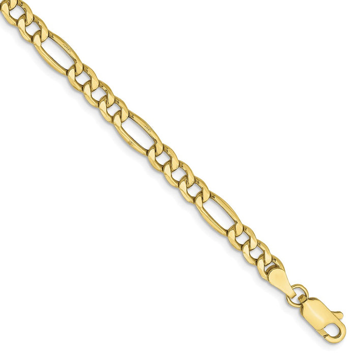 Million Charms 10k Yellow Gold 4.4mm Semi-Solid Figaro Chain, Chain Length: 7 inches