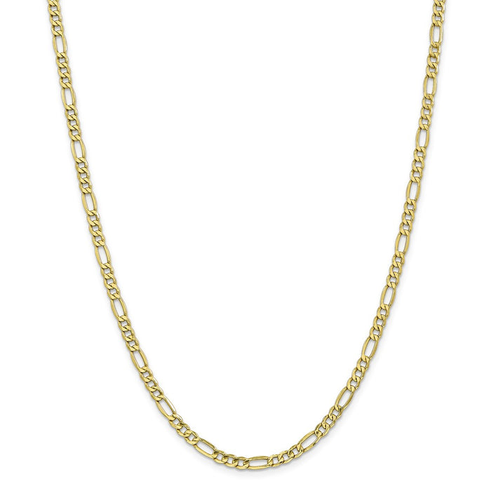 Million Charms 10k Yellow Gold, Necklace Chain, 4.4mm Semi-Solid Figaro Chain, Chain Length: 18 inches