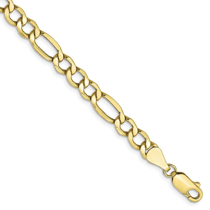 Million Charms 10k Yellow Gold 5.35mm Semi-Solid Figaro Chain, Chain Length: 8 inches