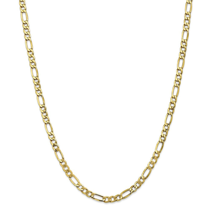 Million Charms 10k Yellow Gold, Necklace Chain, 5.35mm Semi-Solid Figaro Chain, Chain Length: 24 inches