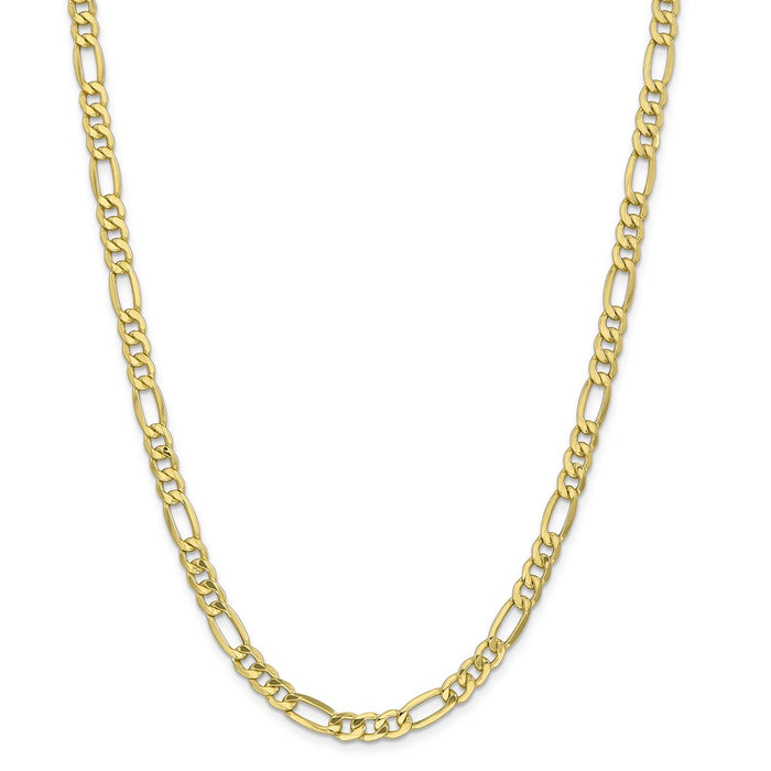 Million Charms 10k Yellow Gold, Necklace Chain, 6.25mm Semi-Solid Figaro Chain, Chain Length: 24 inches
