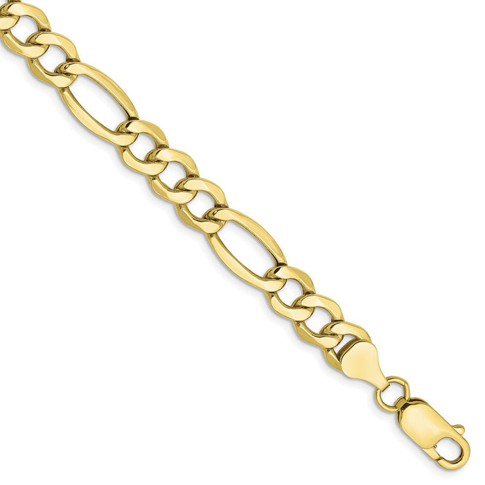 Million Charms 10k Yellow Gold 7.3mm Semi-Solid Figaro Chain, Chain Length: 8 inches