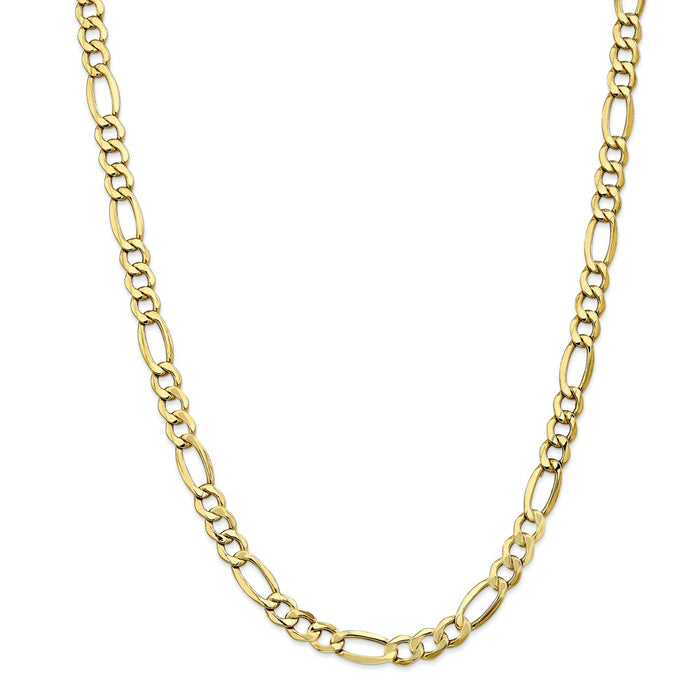 Million Charms 10k Yellow Gold, Necklace Chain, 7.3mm Semi-Solid Figaro Chain, Chain Length: 18 inches