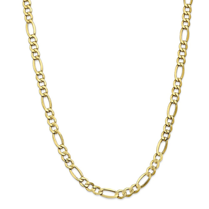 Million Charms 10k Yellow Gold, Necklace Chain, 7.3mm Semi-Solid Figaro Chain, Chain Length: 20 inches