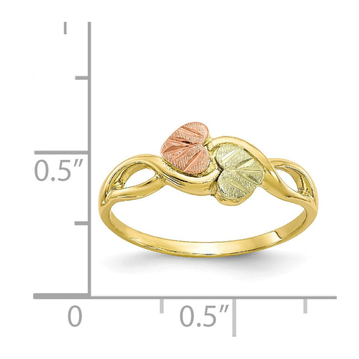 Black Hills Gold 10k Yellow Gold Tri-color Ring, Size: 6