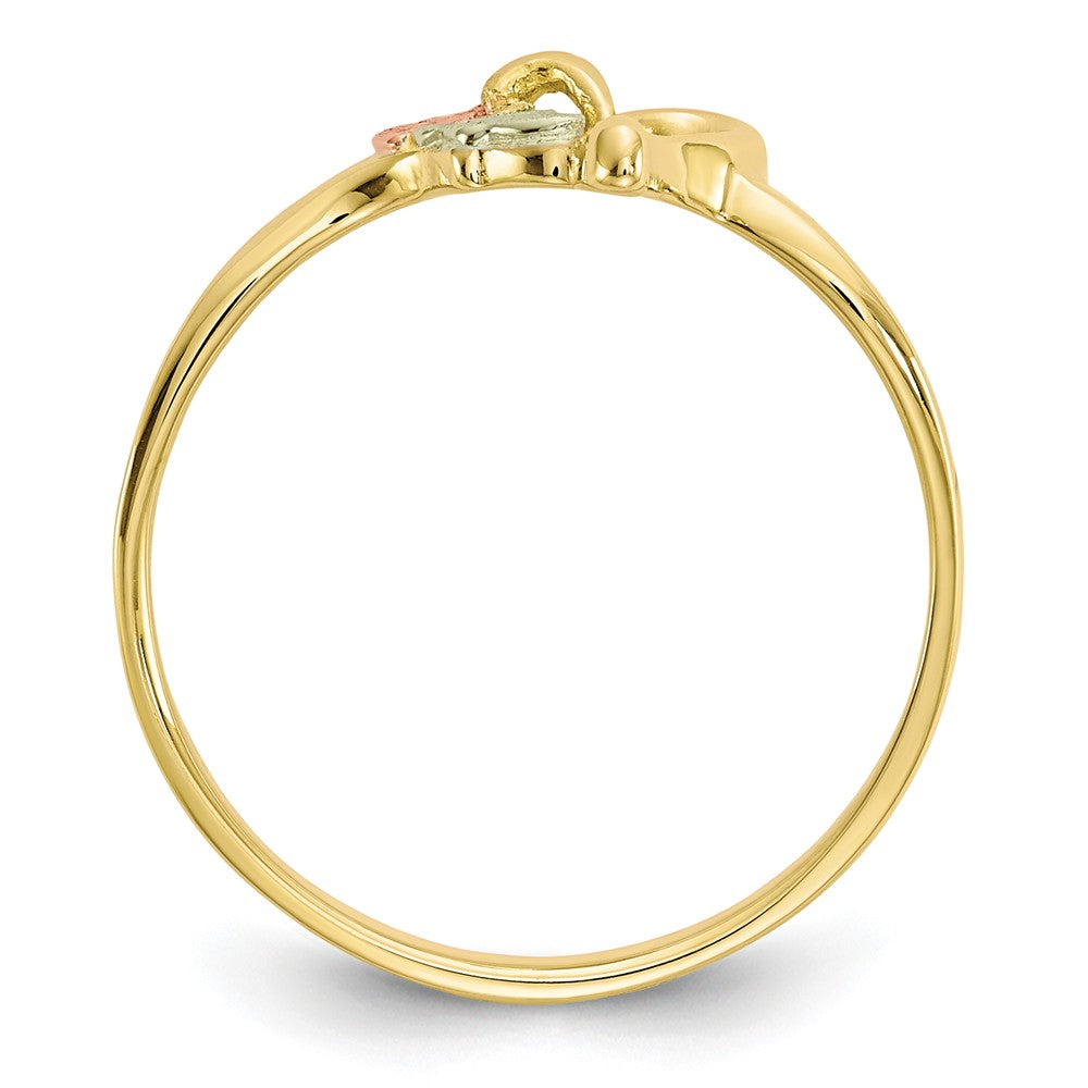 Black Hills Gold 10k Yellow Gold Tri-color Heart Ring, Size: 7