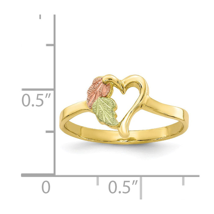 Black Hills Gold 10k Yellow Gold Tri-color Heart Ring, Size: 7