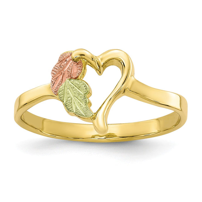 Black Hills Gold 10k Yellow Gold Tri-color Heart Ring, Size: 7