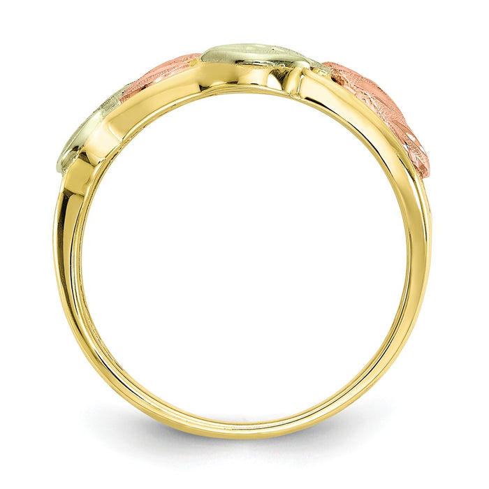 Black Hills Gold 10k Yellow Gold Tri-color Ring, Size: 7