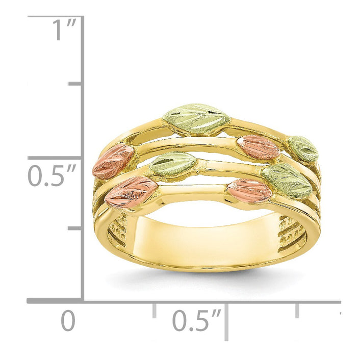 Black Hills Gold 10k Yellow Gold Tri-color Ring, Size: 7