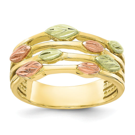 Black Hills Gold 10k Yellow Gold Tri-color Ring, Size: 7