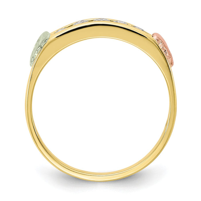 Black Hills Gold 10k Yellow Gold Tri-color Diamond Ring, Size: 7