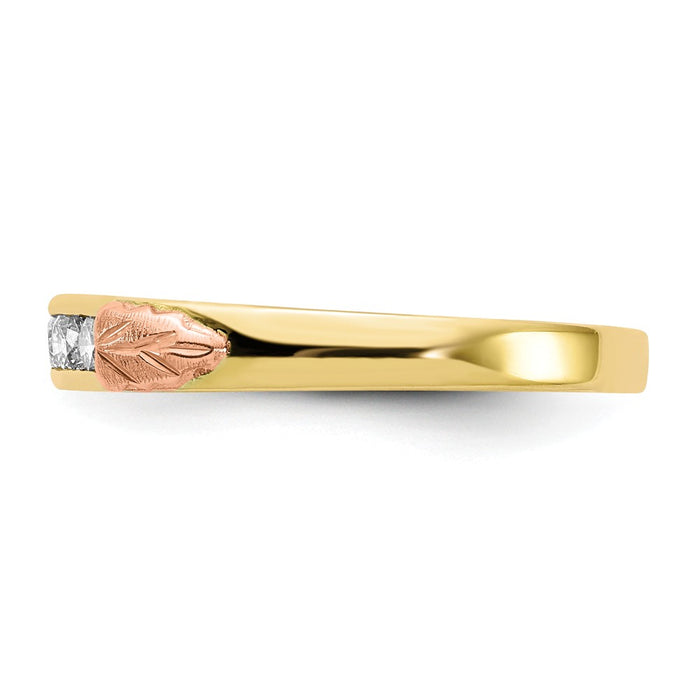 Black Hills Gold 10k Yellow Gold Tri-color Diamond Ring, Size: 7
