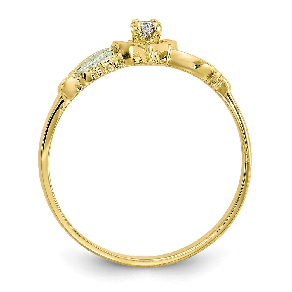 Black Hills Gold 10k Yellow Gold Tri-color Diamond Heart Ring, Size: 7