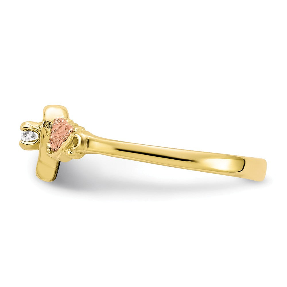 Black Hills Gold 10k Yellow Gold Tri-color Diamond Heart Ring, Size: 7