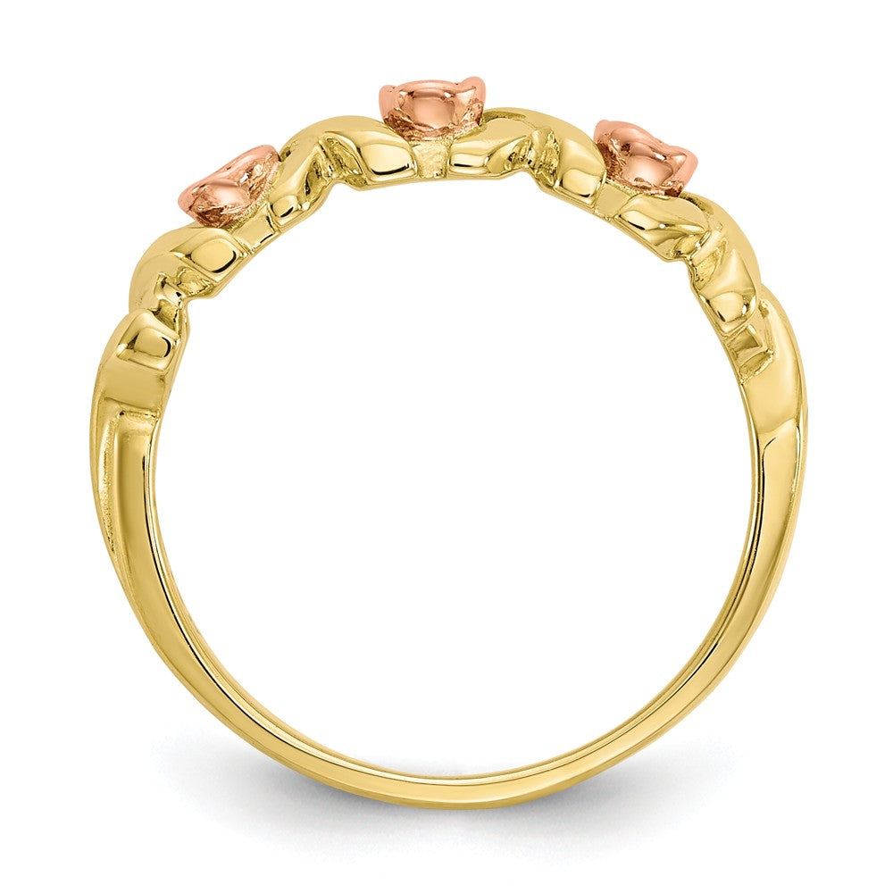 Black Hills Gold 10k Yellow Gold Tri-color Rose Ring, Size: 7