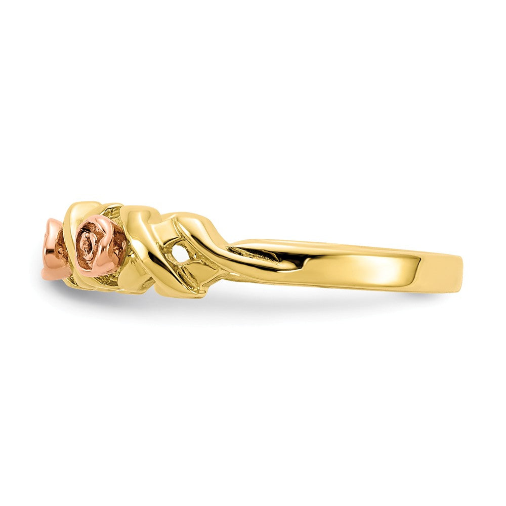Black Hills Gold 10k Yellow Gold Tri-color Rose Ring, Size: 7