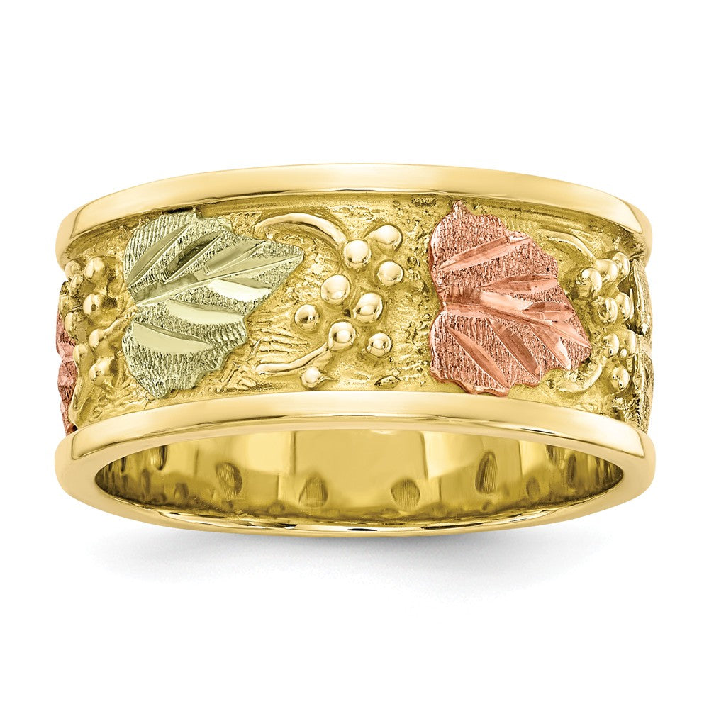 Black Hills Gold 10k Yellow Gold Tri-color Men's Ring, Size: 10