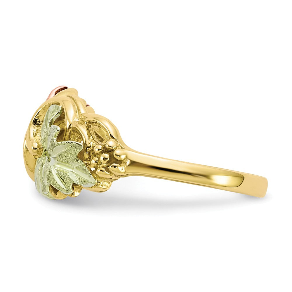 Black Hills Gold 10k Yellow Gold Tri-color Flower Ring, Size: 7