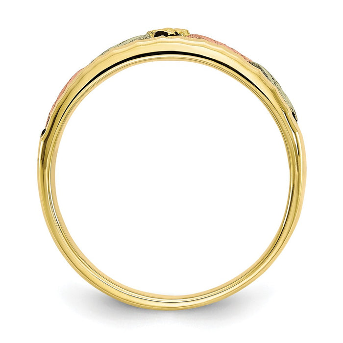Black Hills Gold 10k Yellow Gold Tri-color Men's Antiqued Ring, Size: 10