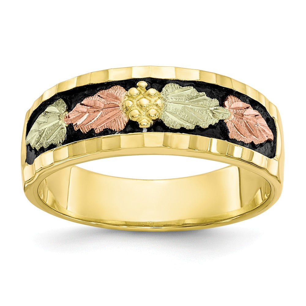Black Hills Gold 10k Yellow Gold Tri-color Men's Antiqued Ring, Size: 10