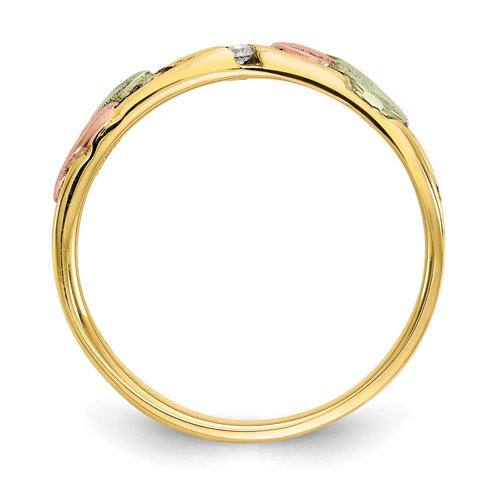 Black Hills Gold 10k Yellow Gold Tri-color Antiqued Diamond Ring, Size: 7