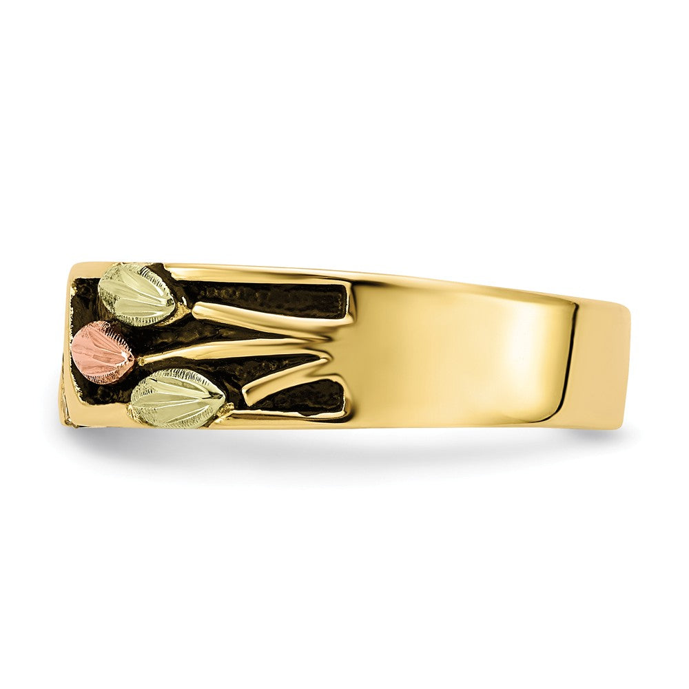 Black Hills Gold 10k Yellow Gold Tri-color Antiqued Diamond Ring, Size: 7