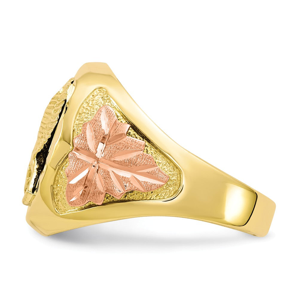 Black Hills Gold 10k Yellow Gold Tri-color Onyx Men's Ring, Size: 10