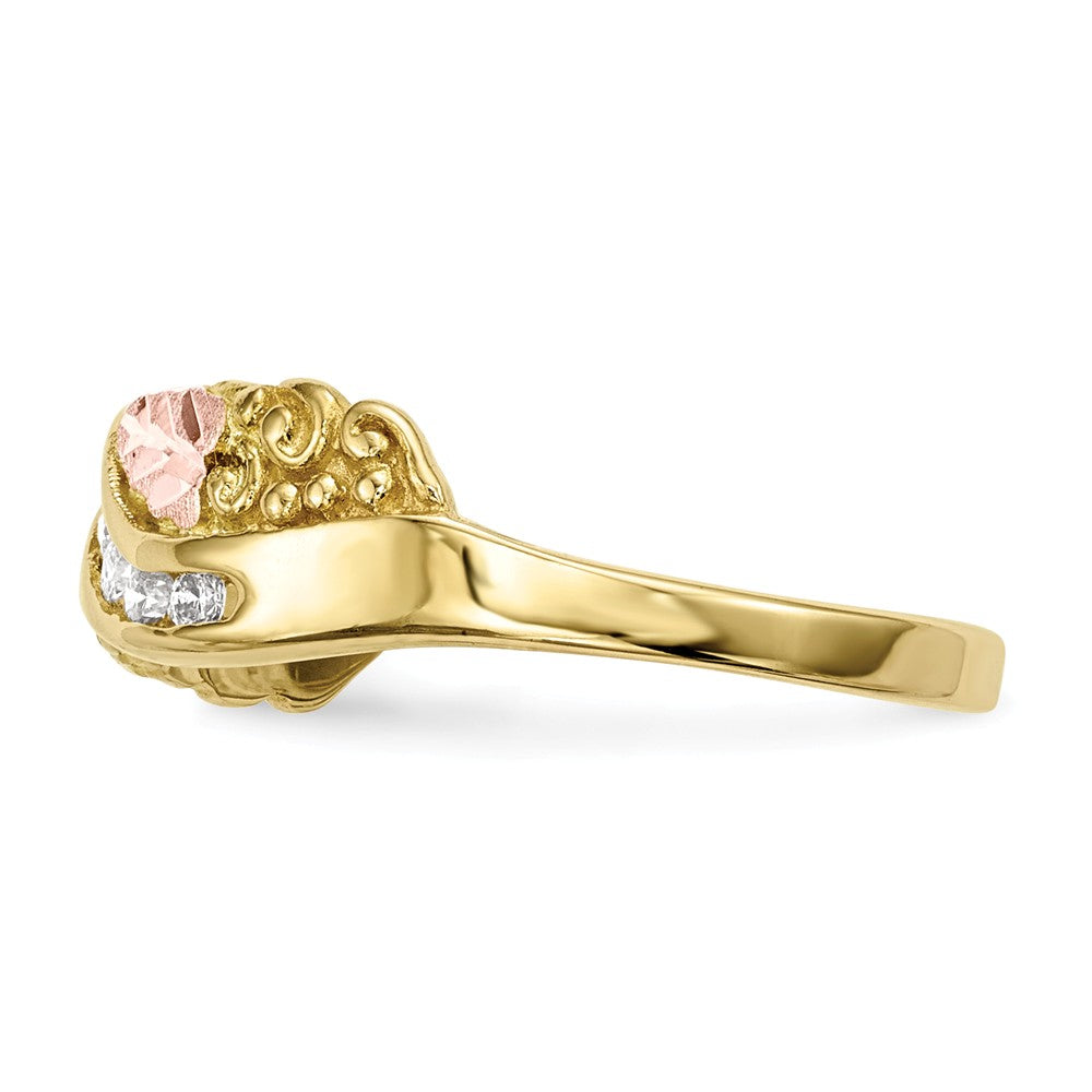 Black Hills Gold 10k Yellow Gold Tri-Color Diamond Ring, Size: 7