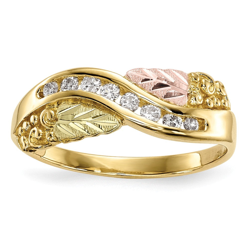 Black Hills Gold 10k Yellow Gold Tri-Color Diamond Ring, Size: 7