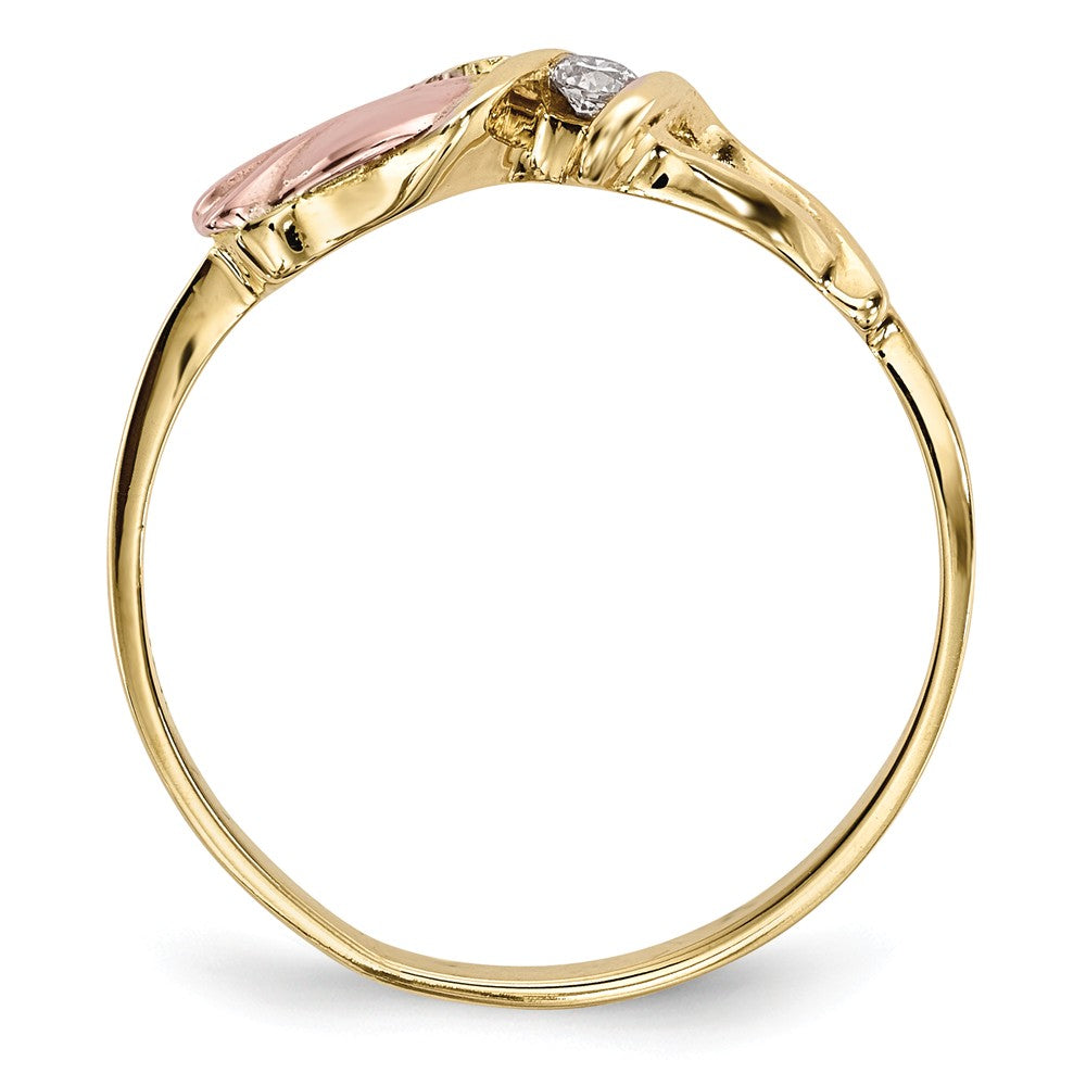 Black Hills Gold 10k Yellow Gold Tri-Color Diamond Ring, Size: 7