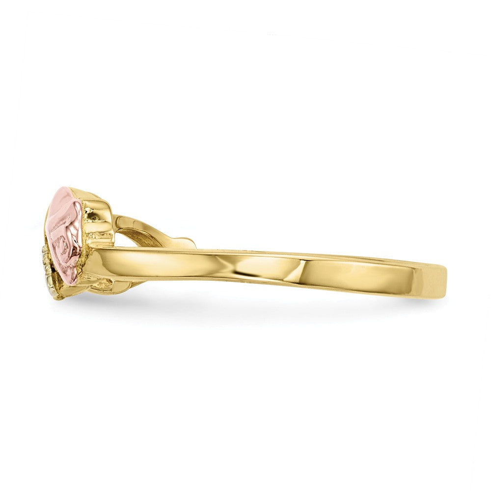 Black Hills Gold 10k Yellow Gold Tri-Color Diamond Ring, Size: 7