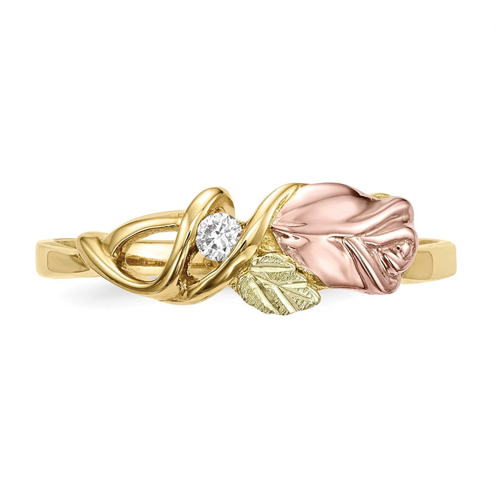 Black Hills Gold 10k Yellow Gold Tri-Color Diamond Ring, Size: 7